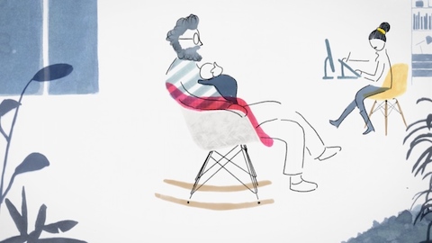 An Eames Rocker and Shell Chair are part of the family